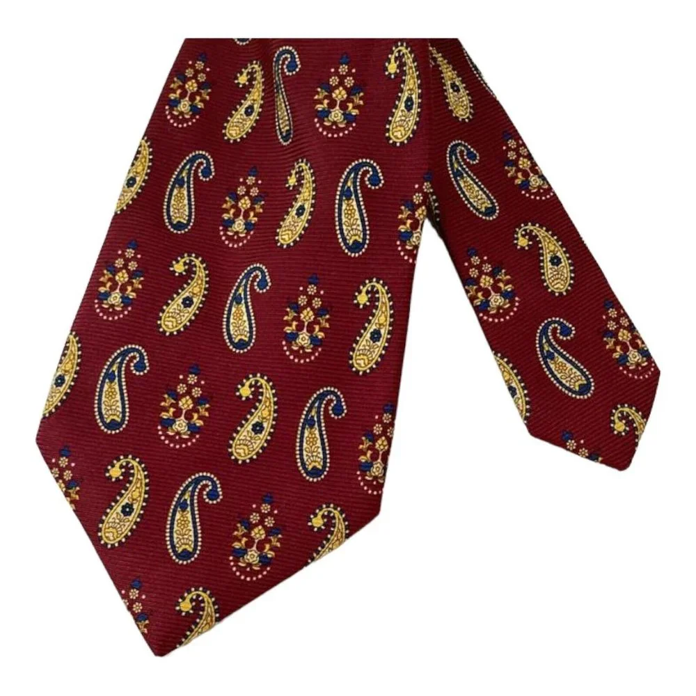 NINA RICCI Red Paisley Silk Tie Hand Made In France 59-